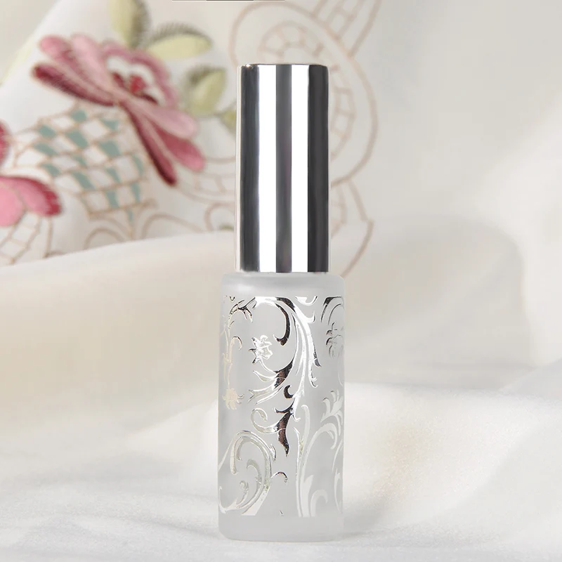 

H&D 13ml Mini Silver Spray Pattern Design Glass perfume bottles Empty Refillable Perfume Bottle