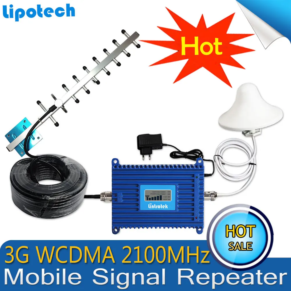 

Hot sale! Full set Smart W-CDMA 2100 MHz 3G mobile signal booster Gain70dB UMTS (HSPA)with Lcd display Signal Repeater Amplifier