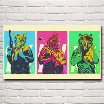 

FOOCAME Hotline Miami Video Games Art Silk Fabric Posters and Prints Home Bedroom Decoration Painting Living Room Wall Picture