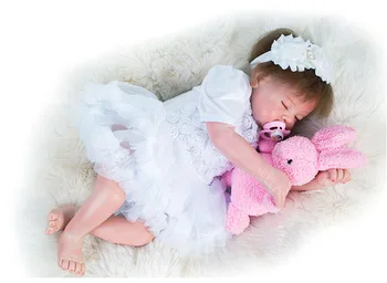 

48 cm mini Reborn Babies Doll 19 inches Silicone Reborn Baby Dolls white beautiful princess clothes for baby doll born Boneca