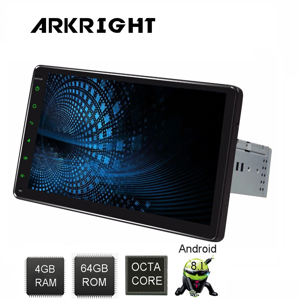 Автомобильный мультимедийный плеер ARKRIGHT 9 дюймов 1 Din 4 + 64 ГБ Android 8 универсальный