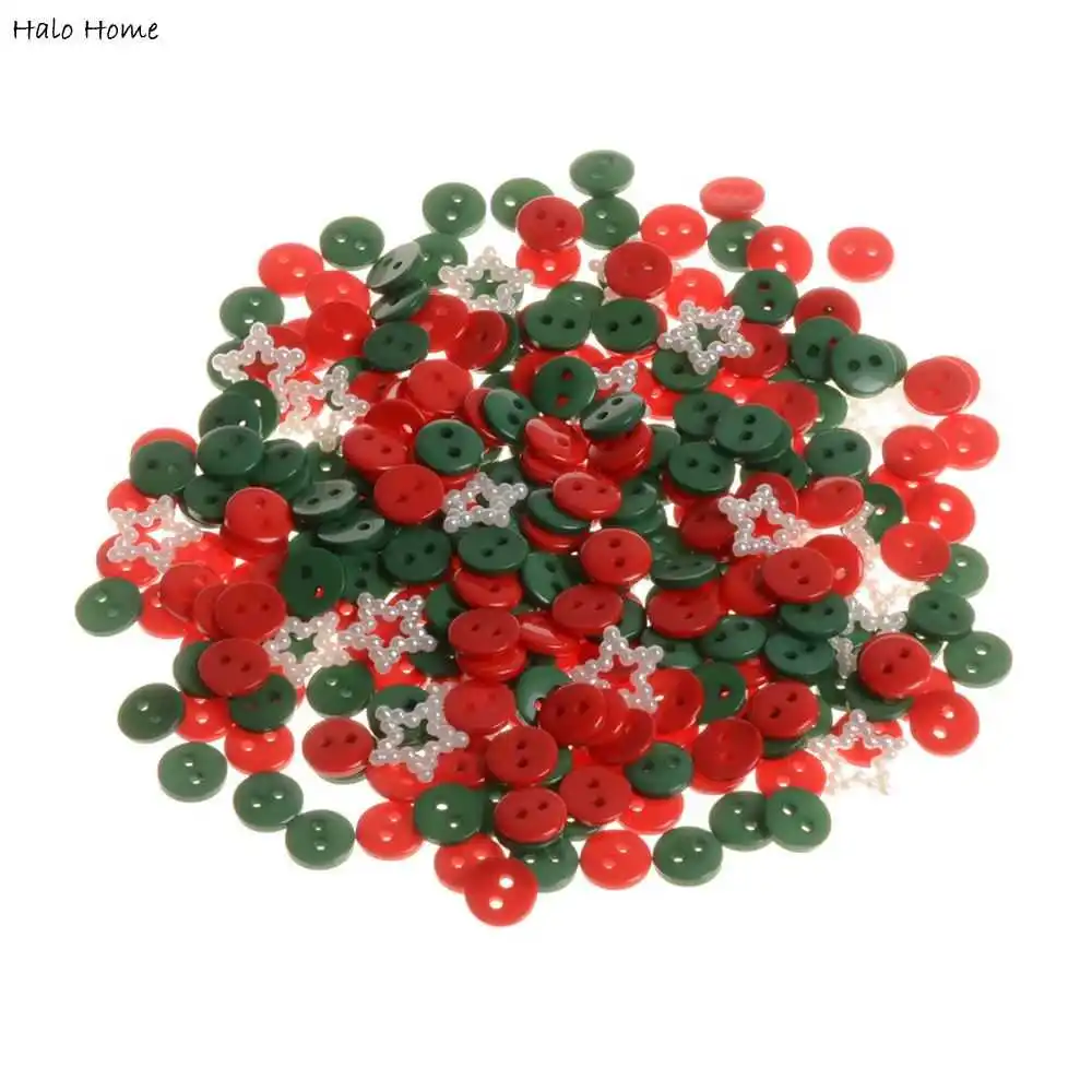 

Top Quality Resin Buttons 300 Pcs Christmas Color Decorative Scrapbooking 2 Holes Sewing Promotions Round Mixed 9mm