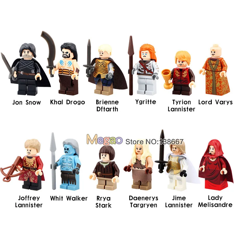 

Game of Thrones Daenerys Targaryen Jon Snow Lord Varys Khai Drogo Ygritte Arya Bricks Building Blocks Best Children Gift Toys