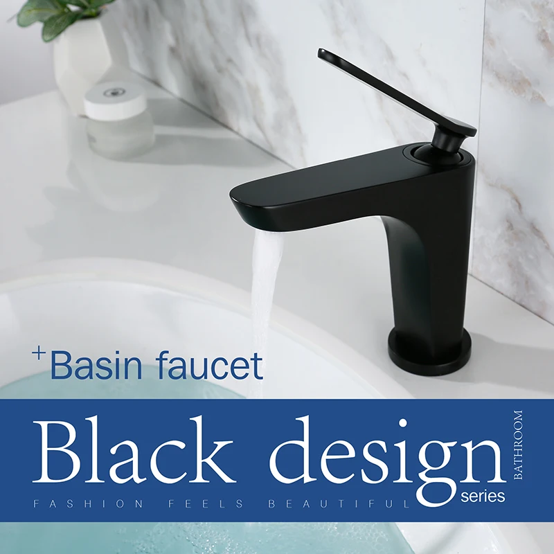 

LOY Modern bathroom Sink Facet Single handle Wash Basin Faucet Lavatory Tap Brass Bright Black