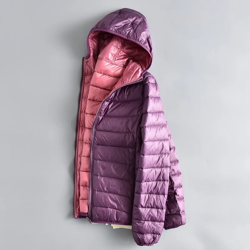 

Winter Women Ultra Light Down Jacket 90% Duck Down Hooded Jackets Long Sleeve Warm Slim Coat Parka Female Portable Outwear D189