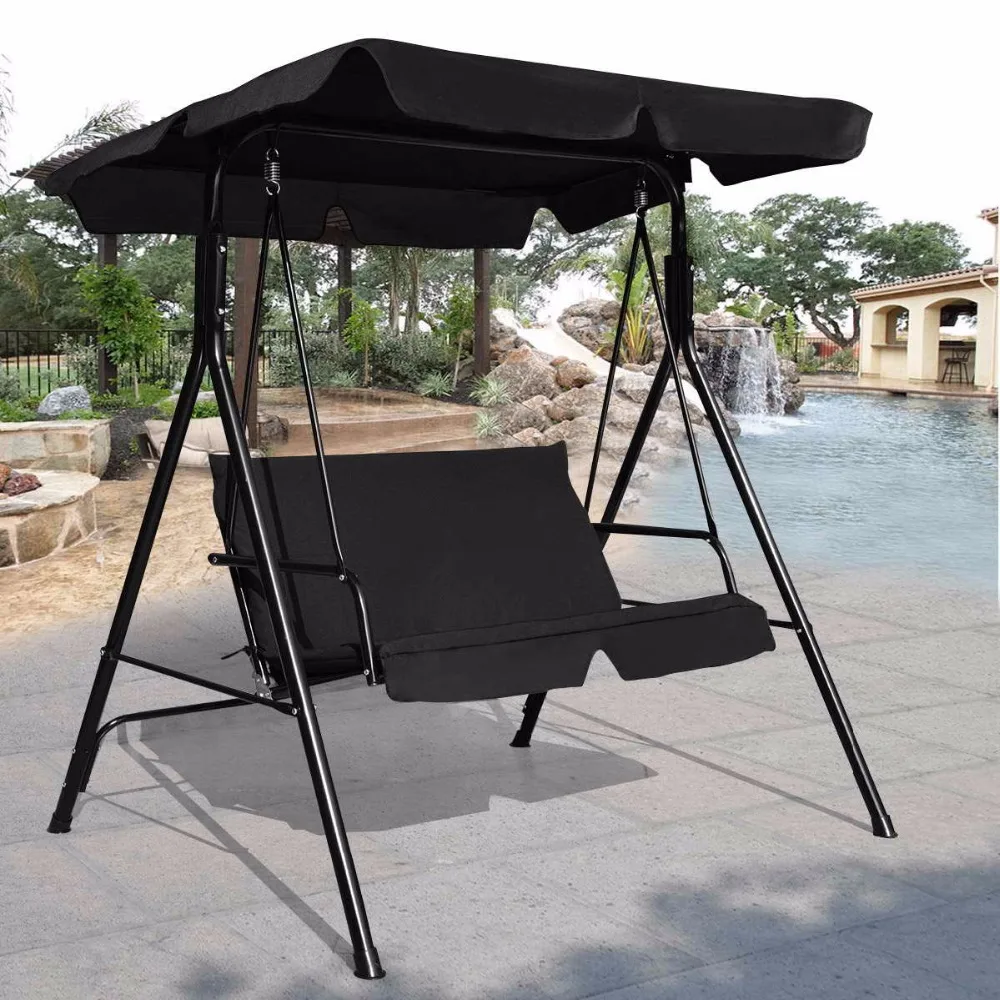 Goplus Loveseat патио качели с тентом Glider гамак мягкая стальная рама скамейка открытый