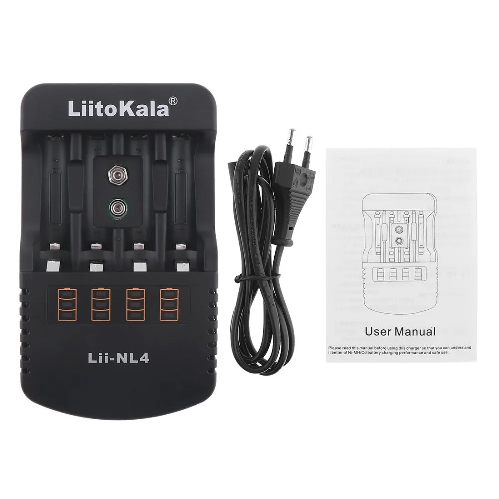 LiitoKala Lii-NL4, 1,2 в, AA, AAA, 9 В, зарядное устройство, Ni-MH, Ni-Cd, аккумуляторные батареи, настенное зарядное устройство для путешествий
