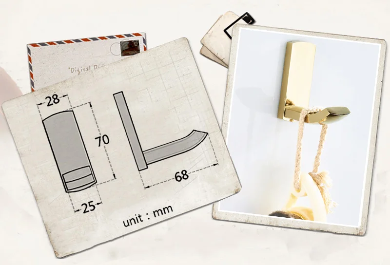 Золото Ванная комната оборудование комплект настенное крепление пальто Крючки Винтаж кронштейн для полотенец в ванную комнату WC