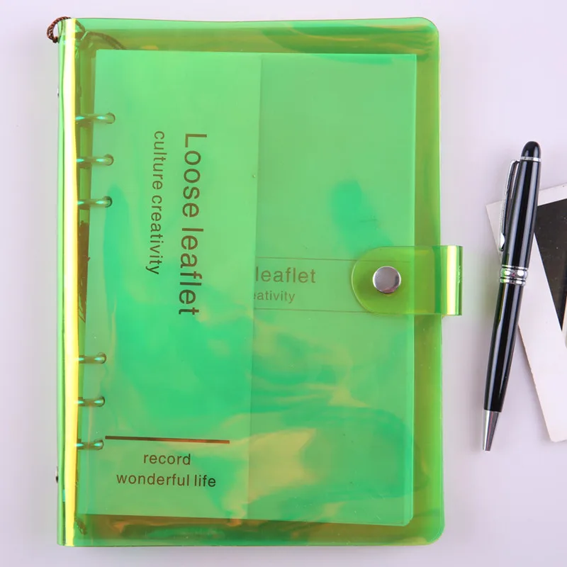 Лазерный ослепляющий ПВХ спиральный блокнот на подкладке, в горошек, пустая сетка, бумажный дневник, альбом для рисования, школьные принадлежности, канцелярский магазин - Цвет: B-green