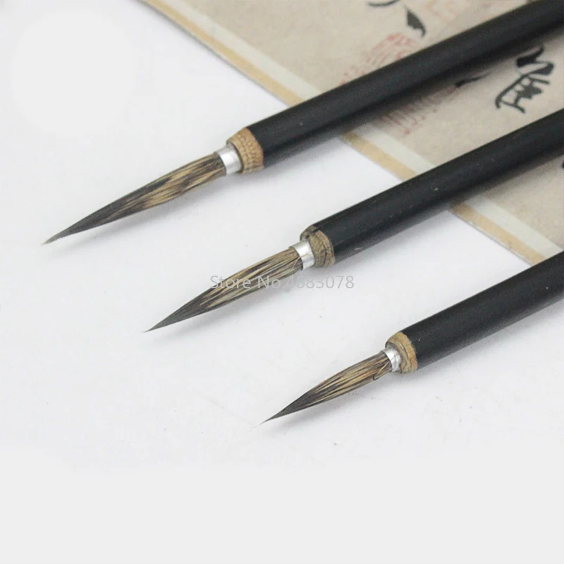 3pcs/set Copper head Hook Line Fine Paint Brush Chinese Calligraphy Brush Pen Paint Brush Art Stationary Oil Painting Brush 4