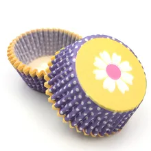100 шт/партия желтые цветочные точки бумажные подставки для кексов обертки для кексов инструменты для украшения торта стаканчики для кексов, булочек с ПВХ коробкой