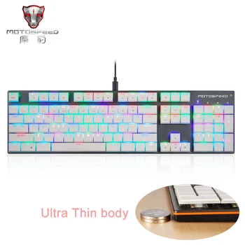 

Motospeed CK94 USB Wired Mechanical Keyboard RGB Backlight Blue Switch 104 Keys Super Slim Anti-ghost Gaming Keyboard for PC