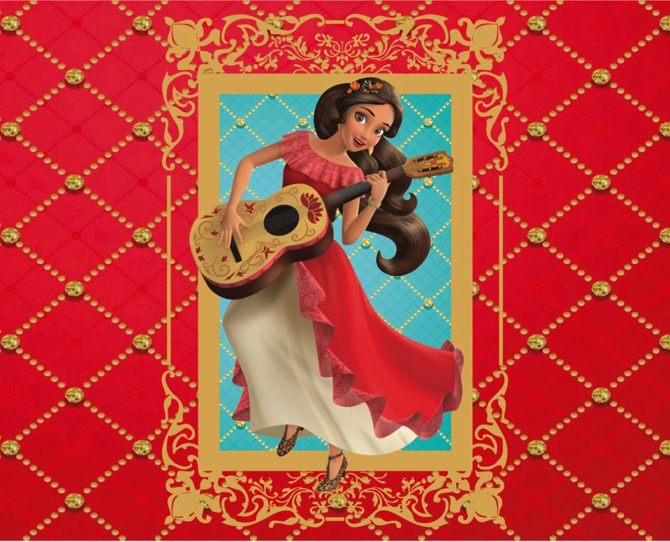 

7x5FT Elena Princess Avalor Red Diamonds Pattern Music Guitar Photo Studio Props Background Backdrops Vinyl