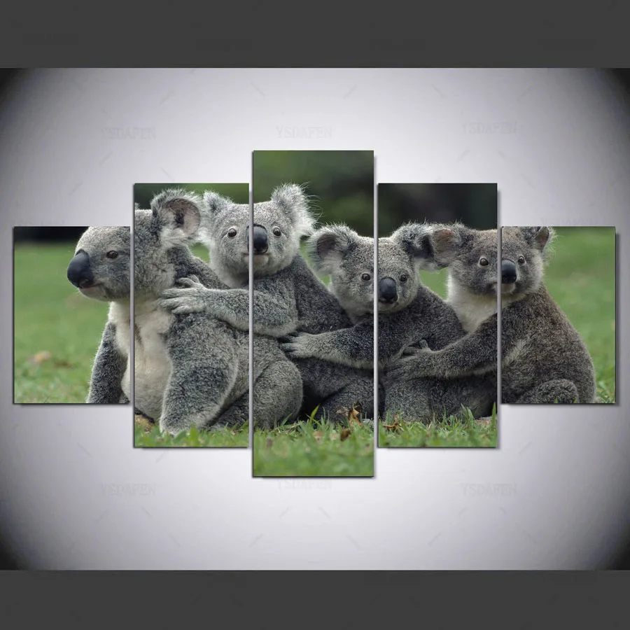 Ysdafen 5 панель HD печатных картина дикие животные коала холсте Home Decor Wall Art для