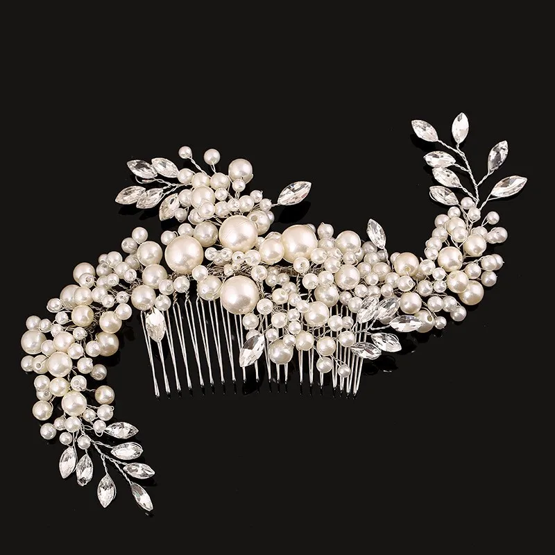 

Handmade Vine flower Crystal Diamante & pearl Flower Wedding Hair Clip Bridal Head Piece casamento cabelo