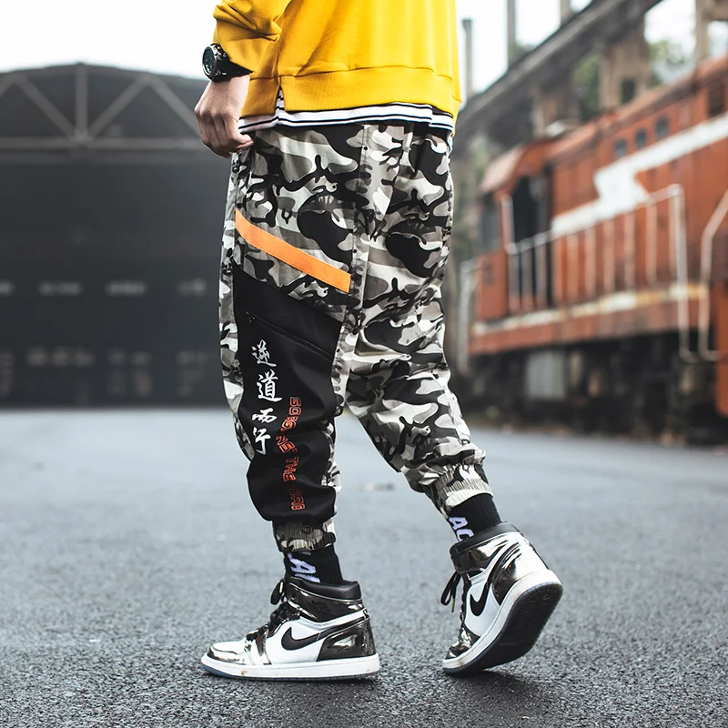 

Hip Hop Camo Pockets Military Cargo Pants Men Chinese Style Harem Causal Jogger Summer Trousers Fitness Sports Gym Male Pants