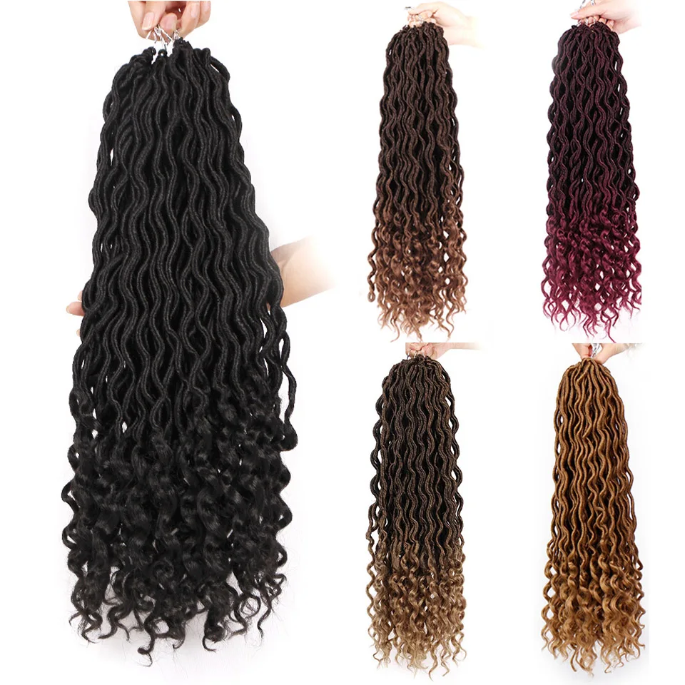 

Crochet Hair Extensions Bohemian Faux Locs Curly Crochet Braiding Hair Goddess Synthetic Hair Ombre Doris beauty