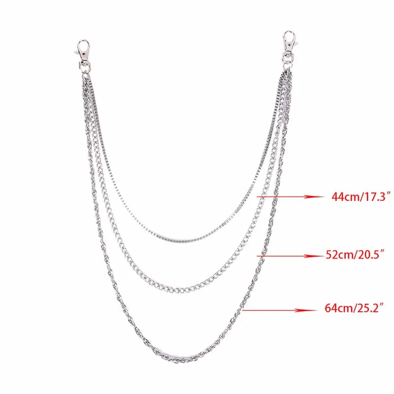 Three Layer Punk Hook Key Chain Men Women Biker Wallet Link Waist Keychain Jean Trousers Pant Belt Hip Hop Style Keyring