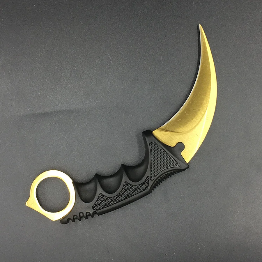 CS GO нож Karambit, тактический нож для выживания, нож из нержавеющей стали для кемпинга, охоты, игры Counter Strike, нож в подарок - Цвет: F Golden