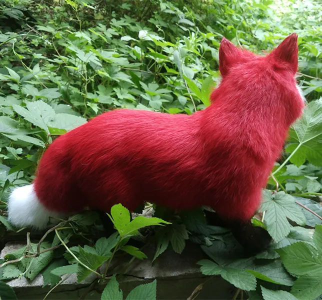 Моделирование red fox игрушка Ремесленная lifelike стоя Firefox кукла подарок около 35x22 см