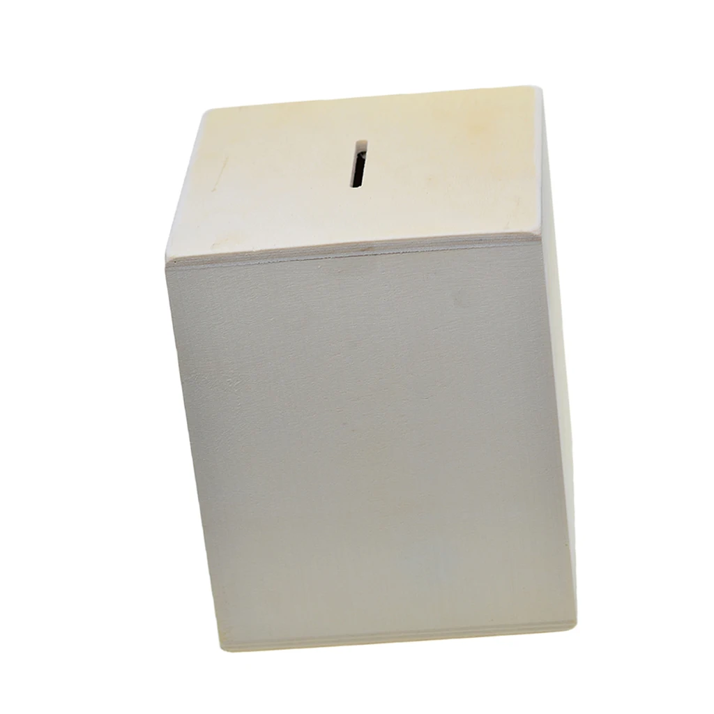 DIY Cuboid Unfinished Wooden Money Bank Coin Money Saving Box Container for Kids Children Creative Educational Toys Craft