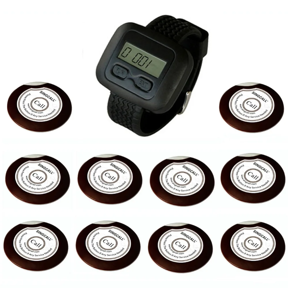 SINGCALL wireless calling pager systems, remote call button for kitchen, hotel, waiter service, 10 Bells and 1 receiver SINGCALL wireless calling pager systems, remote call button for kitchen, hotel, waiter service, 10 Bells and 1 receiver