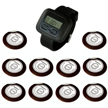 

SINGCALL wireless calling pager systems, remote call button for kitchen, hotel, waiter service, 10 Bells and 1 receiver