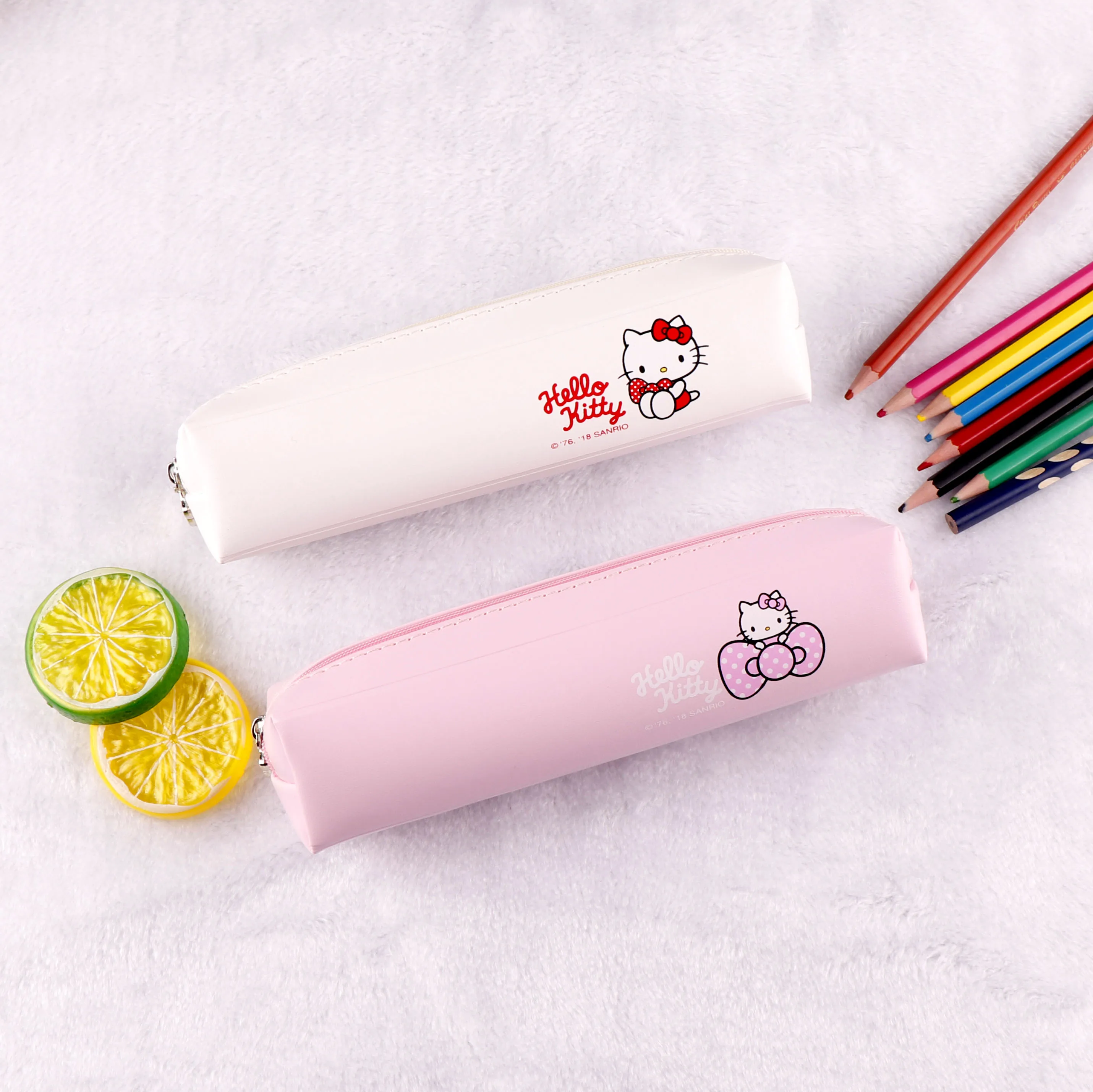 

TOPSTHINK Custom hello kitty simple plain pencil bag with kitty zipper