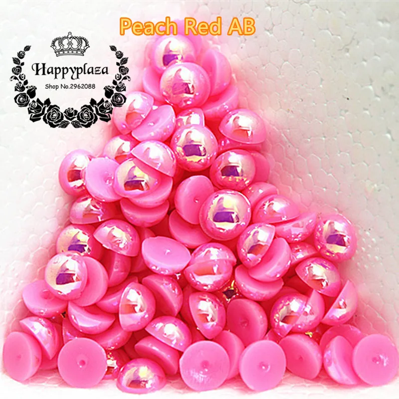 

1.5-12mm Flatback Peach Red AB Half Round Pearl Beads Resin ABS Imitation Pearl Beads DIY Wedding Dress Button Nail