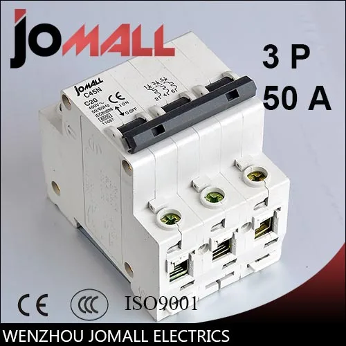 

C45N 3 pole 50A C type mini circuit breaker mcb