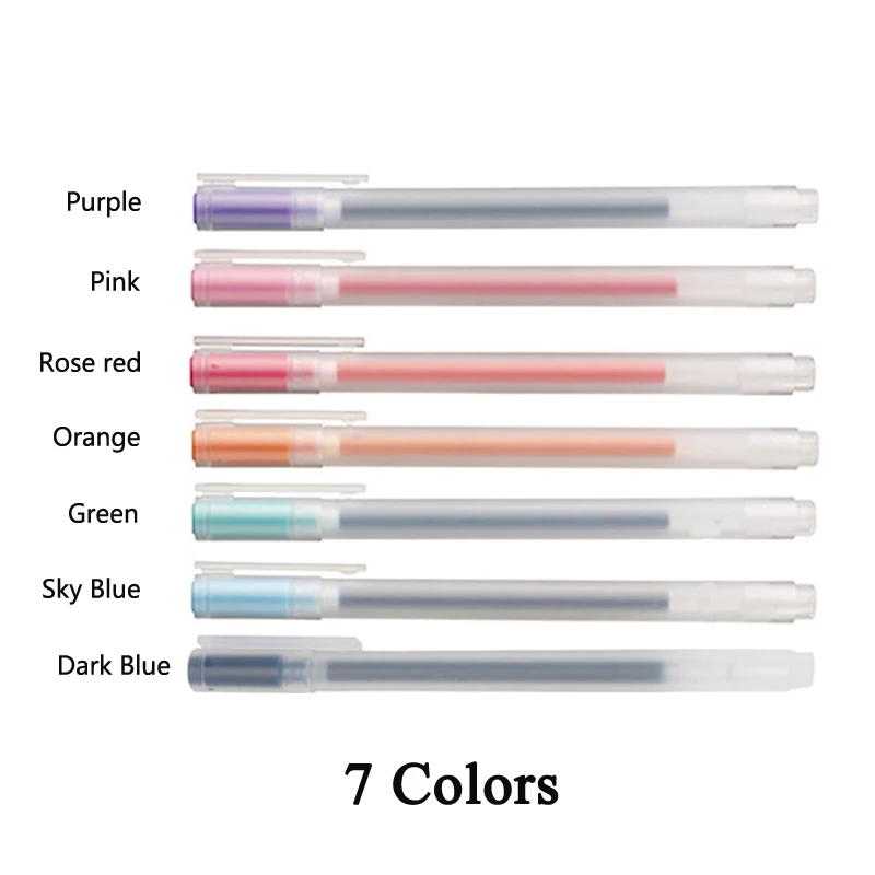 7/10 цветов набор гелевых ручек MUJI 0,38 мм 0,5 мм Цветные гладкие чернила школьные принадлежности Симпатичные стационарные Papeleria Bullet Journal - Цвет: 7 Colors