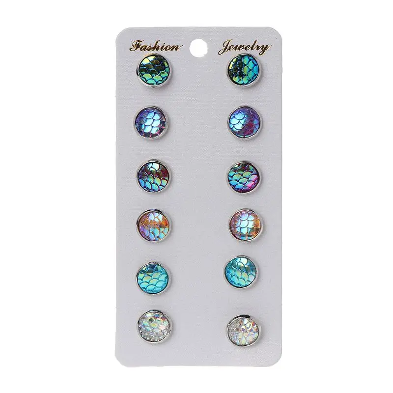 6 пар красивых круглых кристаллов, набор женских сережек