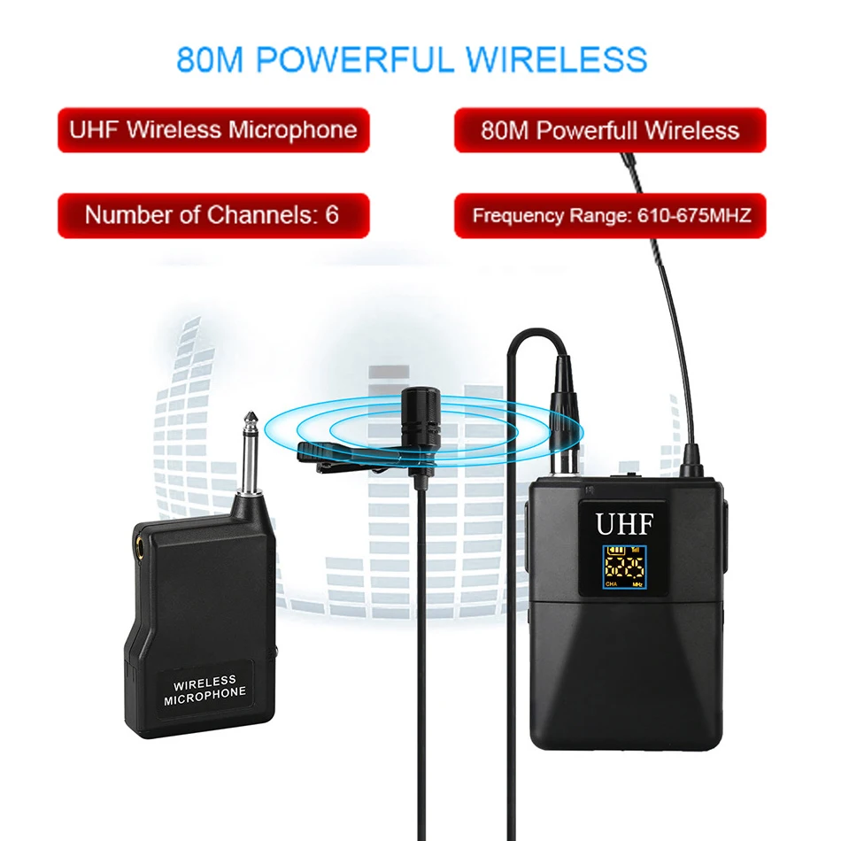 Микрофон профессиональный UHF беспроводной микрофон системы петличный нагрудный микрофон приемник+ передатчик для видеокамеры рекордер микрофон