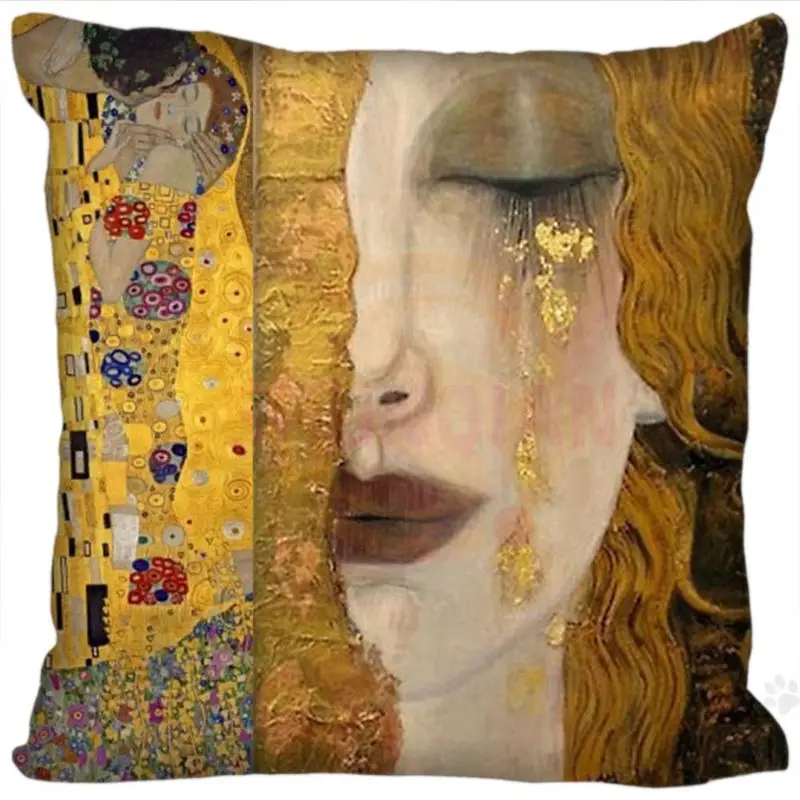 

Custom Gustav Klimt Pillowcase Square Zippered Home Decorative Pillow Cover Two Sides Printed 35X35 40X40 45X45 60X60
