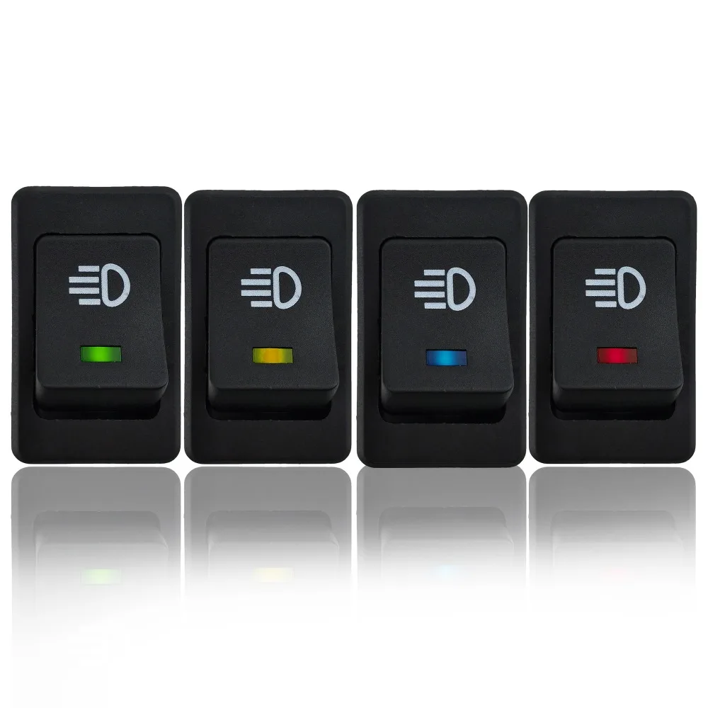 4Pcs 4 Colors 12V 35A Car Fog Light Rocker Switch 4Pins LED switch Dash