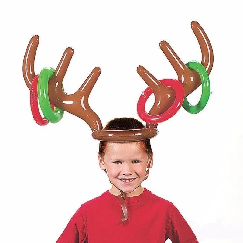 5 шт./компл. Санта Смешные оленьи рога Рождественские игрушки Для детей головные уборы надувной кольцо для шляпы, рождественские принадлежности игрушки