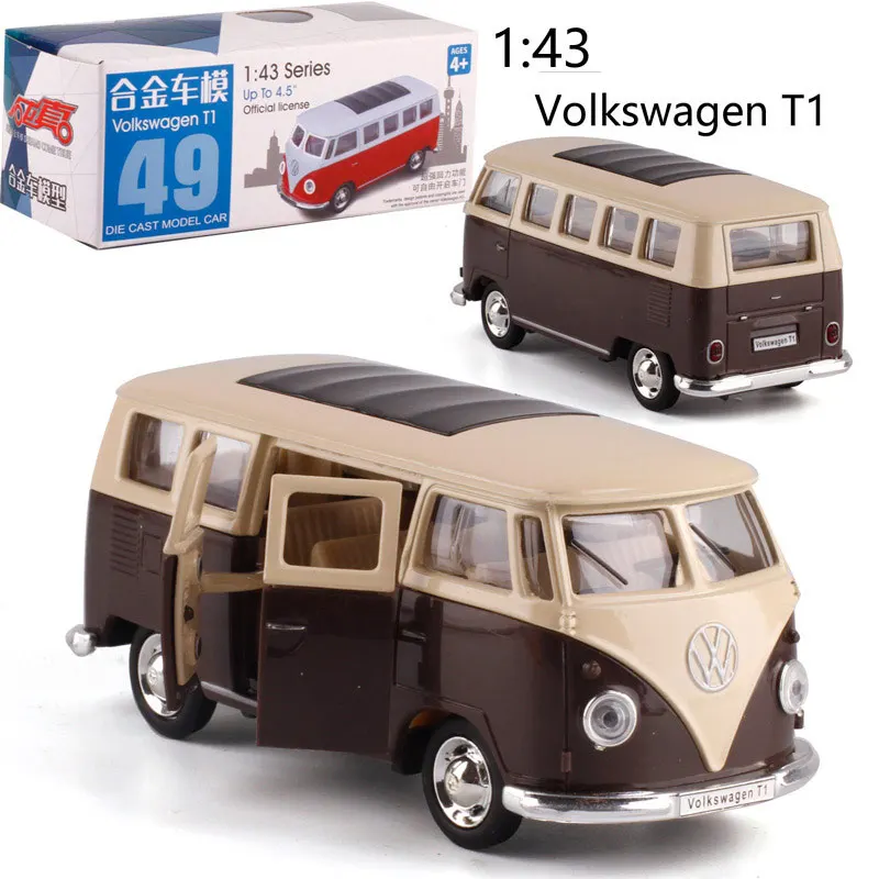 1:38 весы для Volkswagen bus T1, металлический литой автомобиль с обратной связью, модель автомобиля для коллекции, подарок другу для детей 1:38 весы для Volkswagen bus T1, металлический литой автомобиль с обратной связью, модель автомобиля для коллекции, подарок другу для детей