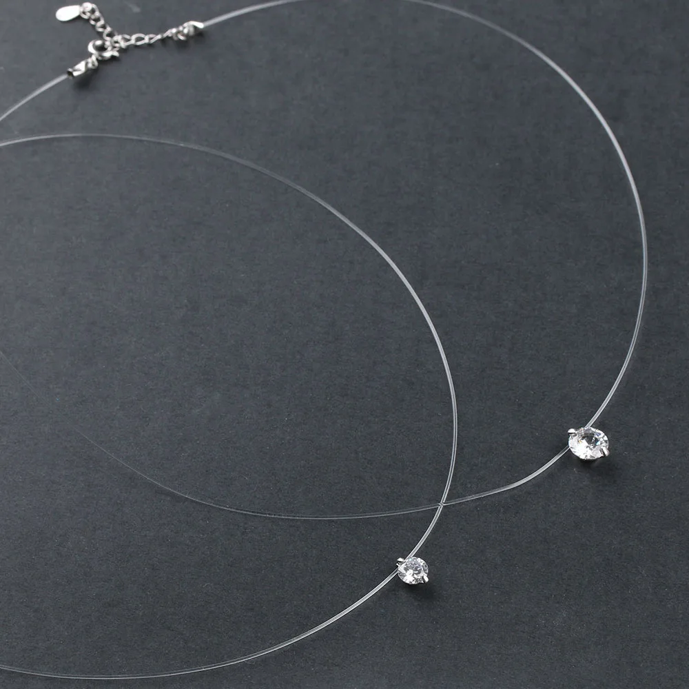 

1Pc 2019 Newest Invisible Transparent Fishing Line Zircon Pendant Necklace Fashion Women Jewelry Nice Beautiful Gift Crystal