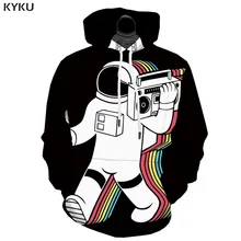 KYKU 3d Hoodies Astronaut Hoodie Men Rainbow Hoodie Print Music 3d Printed Black And White Hoody Anime Cartoon Hooded Casual