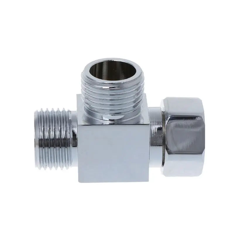 

1/2" Brass Chrome 3 Way Diverter Hose Fitting Tee T Shape Adapter Bath Connector