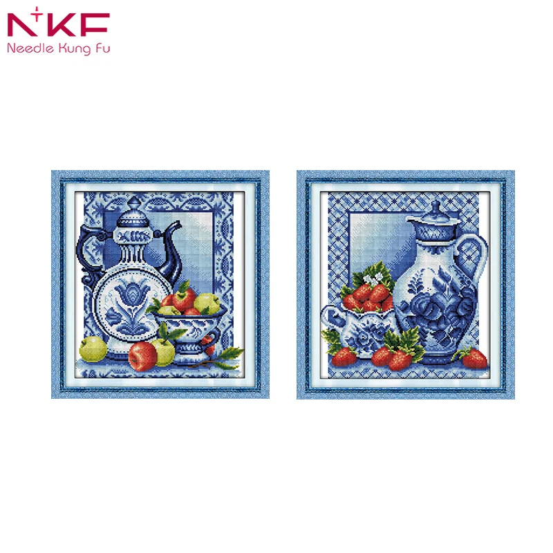 

Blue and white porcelain counted print on canvas DMC 14CT 11CT Cross Stitch kits,embroidery needlework Set,Home Decoration
