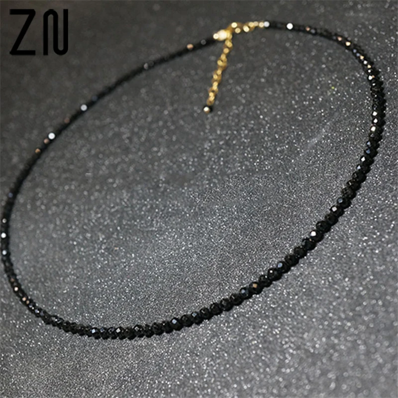 

ZN 2019 Trendy Black Crystal Beads Short Necklaces For Women Sexy Clavicle Chain Female Bride Wedding Choker Necklace Jewelry