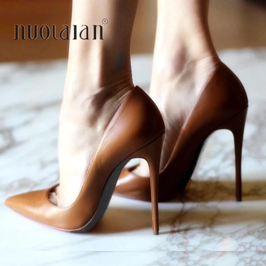 8/10/12cm Heel Height Women Shoes Brown Color Women High Heels 2019 Fashion Pumps Office Lady Pointed Toe zapatos
