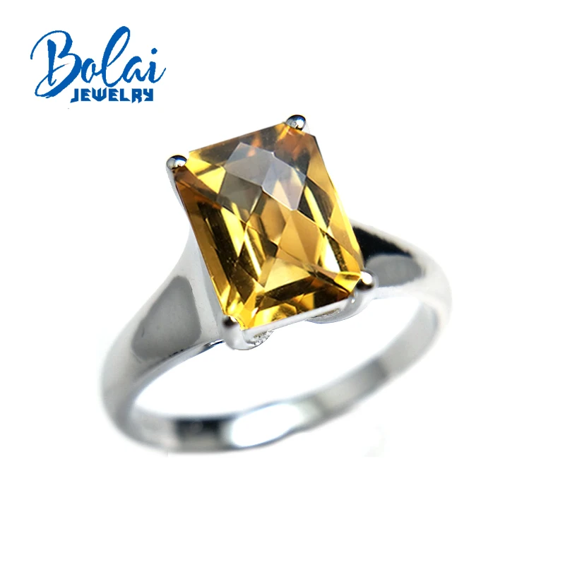 

Bolaijewelry,hot sale simple natural citrine gemstone Ring 925 sterling silver fine jewelry nice gift for women wife lady