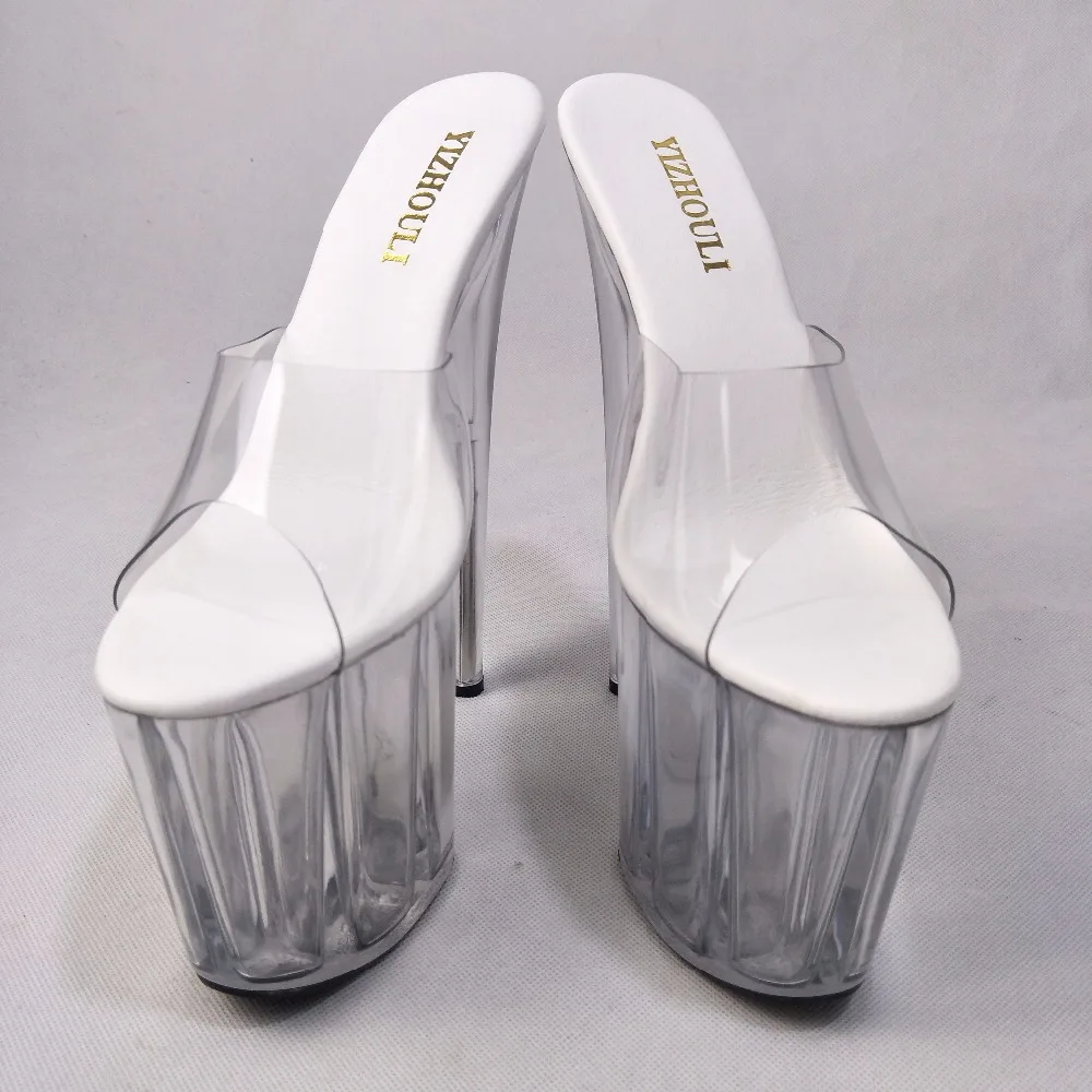 8 Inch Clear High Heel Slipper Gorgeous Crystal Slippers Low Price 20cm Platform Women's Shoes Club High Heels Dance Shoes
