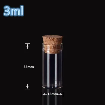 

16*35mm 3ml Small Glass Vials Jars Test Tube With Cork Stopper Empty Glass Transparent Clear Bottles 200pcs