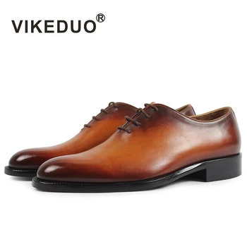 

Vikeduo New Men Oxford Shoes Genuine Leather Male Shoe Handmade Footwear Wedding Office Formal Patina Zapatos Hombre