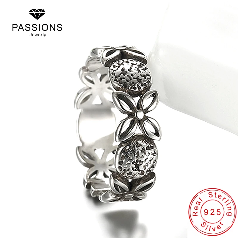 

Newest Ethnic Antique 925 Silver Rings Vintage With Hollow Flower Decorative Adjustable Rings For Women's Jewelry Classical Ring