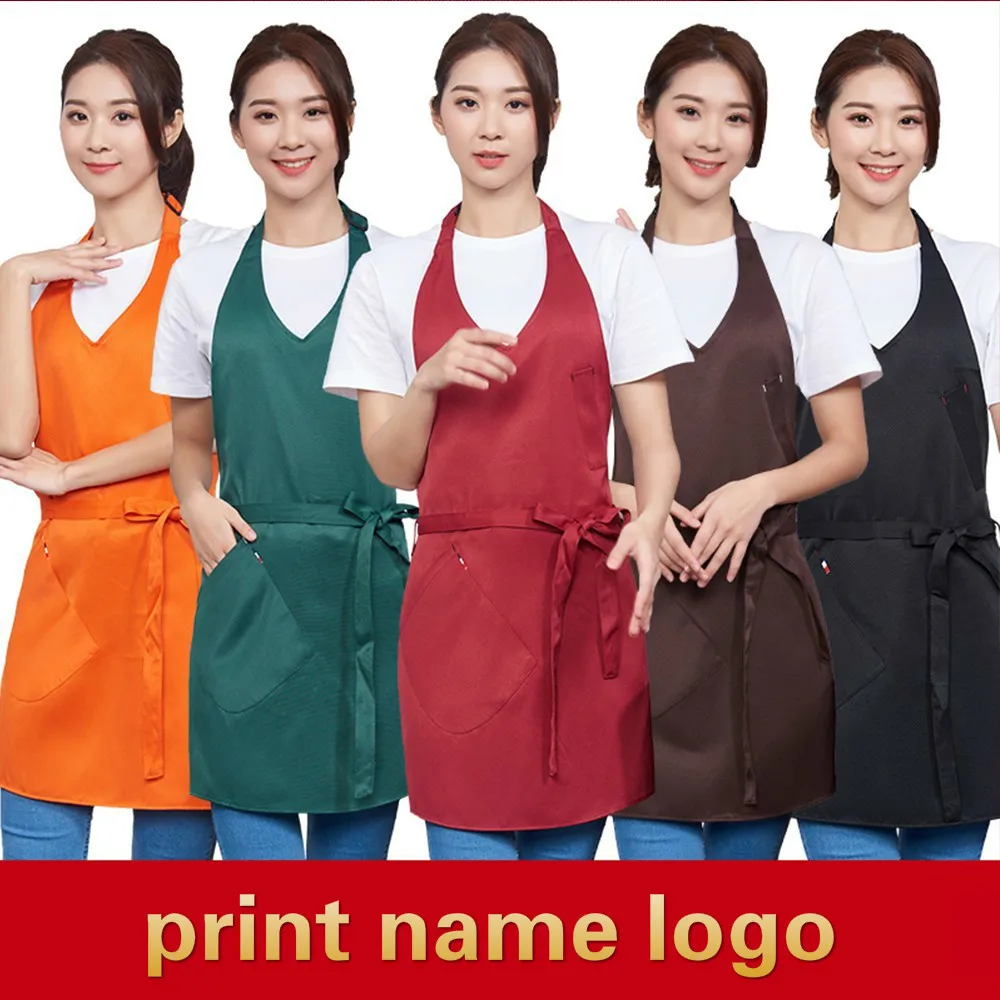 

Halter Neck Woman Chef Apron Wholesale Restaurant Cafe Bread Milktea Shop Waitress Salon Waiter Overalls Baeber Work Wear