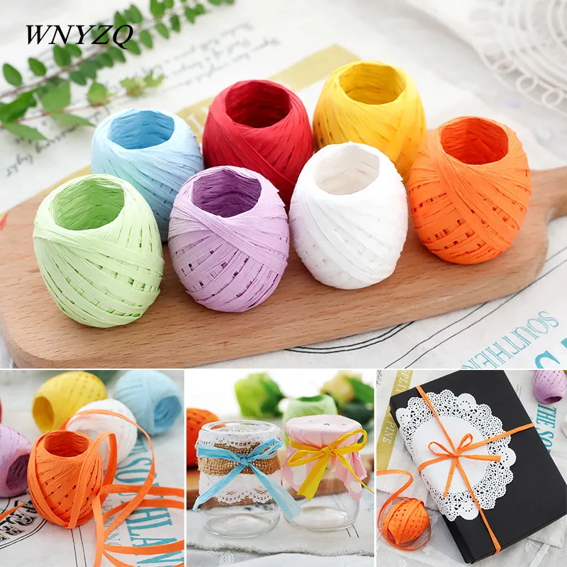 

20M/Roll Paper Rope Raffia Ribbon Gift Box Packing Natural Rope Scrapbooking Craft Supplies For Wedding Birthday Party Festival